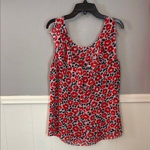 CAbi Red and Black Floral Tank Top